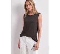 Shirttop STREET ONE, Damen, Gr. 46, braun (espresso braun), Stoff, 95% Viskose, 5% Elasthan, unifarben, normal normal, U-Boot-Ausschnitt, abgesteppt, Tops Shirttop, aus stretchigem Viskosematerial (31