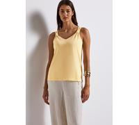 STREET ONE Damen 3227285 Silk-Look Top mit Knoten, Buttercream Yellow, 46
