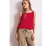 Shirttop STREET ONE, Damen, Gr. 46, salsa rot, Jersey, Obermaterial: 95% Viskose, 5% Elasthan, unifarben, regular fit normal, U-Boot-Ausschnitt, Tops Shirttop, mit Schnallen Detail (40491727-46) salsa
