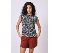 Street One Studio Damen F323599 Gemustertes Top mit Raffung, Dark Void Blue, 38