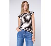 Shirttop STREET ONE STUDIO, Damen, Gr. 40, rot (fudge rot), Web, 50% Baumwolle, 50% Modal, gestreift, normal normal, U-Boot-Ausschnitt, abgesteppt, Tops, im soften Baumwoll-Mix (16460912-40) fudge rot