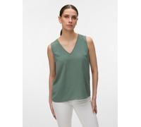 Shirttop VERO MODA "VMALVA S/L V-NECK TOP WVN NOOS", Damen, Gr. L, laurel wreath, Web, Obermaterial: 100% Polyester, unifarben, regular fit normal, V-Ausschnitt, Tops Shirttop, Kunstfaser, regular fit