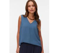 Shirttop VERO MODA "VMALVA S/L V-NECK TOP WVN NOOS", Damen, Gr. M, china blau, Web, Obermaterial: 100% Polyester, unifarben, regular fit normal, V-Ausschnitt, Tops Shirttop, Kunstfaser, regular fit (7