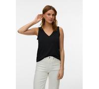 Shirttop VERO MODA "VMGINA LACE TANK TOP JRS NOOS", Damen, Gr. XS, schwarz, Jersey, Obermaterial: 51% Viskose, 37% Polyester, 8% Leinen, 4% Elasthan, unifarben, normal, V-Ausschnitt, Tops Shirttop, Vi