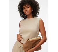 Shirttop VERO MODA "VMLUNA SL O-NECK TOP JRS NOOS", Damen, Gr. XS, beige (pumice stone), Jersey, Obermaterial: 76% Polyester, 20% Viskose, 4% Elasthan, unifarben, regular fit normal, Rundhals, Tops Sh