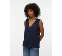Shirttop VERO MODA "VMMENNY SL V-NECK TOP WVN GA", Damen, Gr. XS, blau (navy blazer), Web, Obermaterial: 100% Viskose, unifarben, regular fit normal, V-Ausschnitt, Tops Shirttop, Viskose, regular fit