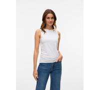 Shirttop VERO MODA "VMPANDA MODAL SL TOP JRS NOOS", Damen, Gr. S, weiß (hellweiß), Jersey, Obermaterial: 48% Baumwolle, 48% Modal, 4% Elasthan, unifarben, figurbetont normal, U-Boot-Ausschnitt, Tops S