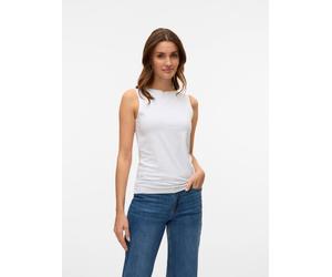 Shirttop VERO MODA "VMPANDA MODAL SL TOP JRS NOOS", Damen, Gr. XL, weiß (hellweiß), Jersey, Obermaterial: 48% Baumwolle, 48% Modal, 4% Elasthan, unifarben, figurbetont normal, U-Boot-Ausschnitt, Tops
