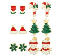 SHIYOUO 6 Paar Weihnachtsohrringe Set, Ohrstecker Weihnachten Set Weihnachten Schneeflocke Rentier Weihnachtsmann Weihnachtsbaum Weihnachts Ohrringe für Damen Kinder Mädchen