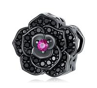 ShiYu Schwarze Rose Charms für Pandora Armbänder-925 Sterling Silber Halloween Zirkonia Charm Bead Damen Schmuck Geschenke