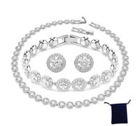 (SHLTZ1) S925 Silber Klassische Glück Diamant Runde Crystaltenelic Serie Schmuck Set