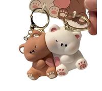 Shntig 1 Paar süßer Bären Charm Magnet Schlüsselanhänger Set, handgefertigter Schlüsselanhänger aus Kunstharz für Sie und Ihn, Paar, Jahrestagsgeschenk, Magnet Schlüsselanhänger