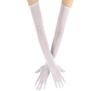 Shntig Elegante lange Handschuhe für Damen mit Stretch-Tüll, dünnes Design, atmungsaktive Ärmel für Hochzeit, Abendveranstaltung und den täglichen Gebrauch, Spitzenhandschuhe, weiß, One size