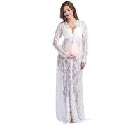 Shntig Fotografie Spitzenkleid für schwangere Frauen, elastischer Bund, fließendes Maxi Design, Umstandskleid für Fotoshootings, bequemes Umstandskleid aus Polyester