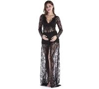 Shntig Fotografie Spitzenkleid für schwangere Frauen, elastischer Bund, fließendes Maxi Design, Umstandskleid für Fotoshootings, bequemes Umstandskleid aus Polyester