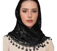 Shntig Quasten Spitze Mantilla Schleier Kirche Kopftuch Katholische Brautschleier Kapelle Kirche Schal Wickeltuch für verschiedene formelle Anlässe Spitzenschal