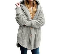 Shntig Strickjacke mit Kapuze, flauschige Jacken, Winter, warm, vorne offen, Fleece Mantel, Oberbekleidung mit Taschen, Winter Kleidung, Geschenk für Damen, flauschige Strickjacke mit Kapuze
