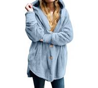 Shntig Strickjacke mit Kapuze, flauschige Jacken, Winter, warm, vorne offen, Fleece Mantel, Oberbekleidung mit Taschen, Winter Kleidung, Geschenk für Damen, flauschige Strickjacke mit Kapuze