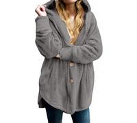 Shntig Strickjacke mit Kapuze, flauschige Jacken, Winter, warm, vorne offen, Fleece Mantel, Oberbekleidung mit Taschen, Winter Kleidung, Geschenk für Damen, flauschige Strickjacke mit Kapuze