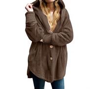 Shntig Strickjacke mit Kapuze, flauschige Jacken, Winter, warm, vorne offen, Fleece Mantel, Oberbekleidung mit Taschen, Winter Kleidung, Geschenk für Damen, flauschige Strickjacke mit Kapuze