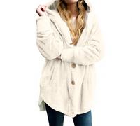 Shntig Strickjacke mit Kapuze, flauschige Jacken, Winter, warm, vorne offen, Fleece Mantel, Oberbekleidung mit Taschen, Winter Kleidung, Geschenk für Damen, flauschige Strickjacke mit Kapuze
