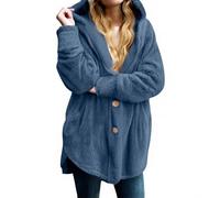 Shntig Strickjacke mit Kapuze, flauschige Jacken, Winter, warm, vorne offen, Fleece Mantel, Oberbekleidung mit Taschen, Winter Kleidung, Geschenk für Damen, flauschige Strickjacke mit Kapuze