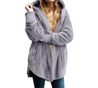 Shntig Strickjacke mit Kapuze, flauschige Jacken, Winter, warm, vorne offen, Fleece Mantel, Oberbekleidung mit Taschen, Winter Kleidung, Geschenk für Damen, flauschige Strickjacke mit Kapuze