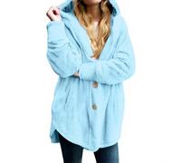 Shntig Strickjacke mit Kapuze, flauschige Jacken, Winter, warm, vorne offen, Fleece Mantel, Oberbekleidung mit Taschen, Winter Kleidung, Geschenk für Damen, flauschige Strickjacke mit Kapuze