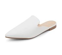 Shoe Land Pantoletten für Damen, flache Slipper, flache Zehen, bequeme rückenfreie Loafer für Business, Freizeit, Büro, Reisen, Wandern und Alltag, trendig 2025, Weiss/opulenter Garten, 37 EU