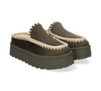 shoes&blues.es Bequeme und elegante Plateau-Clogs für Damen, modernes Design, Nahtdetails und mit Lammfell gefüttert., grün, 39 EU