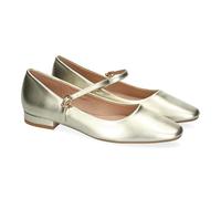 shoes&blues.es Damenschuh im französischen Ballerina mit elegantem Design und Schnallenverschluss mit runder Spitze, ideal für jeden Anlass., gold, 36 EU