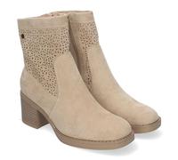 shoes&blues.es Damenstiefel für Frühling, Sommer, elegant und bequem, mit breitem Absatz, perforiertes Design mit seitlichem Reißverschluss, ideal für jeden Anlass, beige, 37 EU