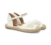 shoes&blues.es Flacher Espadrilles für Damen mit dekorativem gestanztem Design, handgefertigter Stil, bequeme und leichte Jutesohle, Armband hinten mit verstellbarem Schnallenverschluss, ideal für den