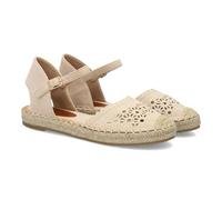 shoes&blues.es Flacher Espadrilles für Damen mit dekorativem gestanztem Design, handgefertigter Stil, bequeme und leichte Jutesohle, Armband hinten mit verstellbarem Schnallenverschluss, ideal für den