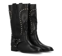 shoes&blues.es Hoher Stiefel für Damen mit elegantem Cowboy-Stil, Schaft mit Metallnieten, dekorativer Riemen und Schnallen, ideal für den Winter., Schwarz , 39 EU