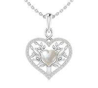Shop24Direct Lebensbaum Halskette Seelenglück Damen 925 Sterling Silber mit Geburtsstein Januar-Dezember, Echtsilber Kette mit Zirkonia, Anhänger Baum des Lebens, Geschenk für Frauen Muttertag (Juni)