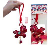 Shophubio Bestickter Brokat-Säckchen-Schlüsselanhänger - traditioneller chinesischer Neujahrspferd-Glücksbringer für Mondfeier, Frühlingsfest Geschenk (C)