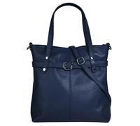 Shopper CLUTY, Damen, Gr. B/H/T: 30cm x 31cm x 11cm onesize, blau, Leder, leicht glänzend, unifarben, Taschen Shopper, echt Leder, Made in Italy (12159562-0) blau