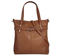 Shopper CLUTY, Damen, Gr. B/H/T: 30cm x 31cm x 11cm onesize, braun (cognac), Leder, leicht glänzend, unifarben, Taschen Shopper, echt Leder, Made in Italy (90219748-0) cognac