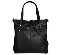 Shopper CLUTY, Damen, Gr. B/H/T: 30cm x 31cm x 11cm onesize, schwarz, Leder, leicht glänzend, unifarben, Taschen Shopper, echt Leder, Made in Italy (34933638-0) schwarz