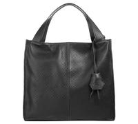 Shopper CLUTY, Damen, Gr. B/H/T: 38cm x 28cm x 10cm onesize, schwarz, Leder, Strukturmuster, Taschen Shopper, echt Leder, Made in Italy (82554727-0) schwarz
