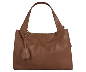 Shopper CLUTY, Damen, Gr. B/H/T: 40cm x 28cm x 11cm onesize, braun, Leder, leicht glänzend, unifarben, Taschen Shopper, echt Leder, Made in Italy (85686541-0) braun