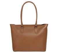 Shopper CLUTY, Damen, Gr. B/H/T: 40cm x 30cm x 12cm onesize, braun (cognac), Leder, unifarben, leicht glänzend, Taschen, echt Leder, Made in Italy (63952755-0) cognac