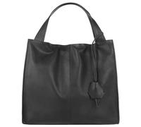 Shopper CLUTY, Damen, Gr. B/H/T: 40cm x 40cm x 12cm onesize, schwarz, Leder, gemustert, Taschen, echt Leder, Made in Italy (091475-0) schwarz