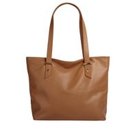 Shopper CLUTY "Solerino", Damen, Gr. B/H/T: 40cm x 30cm x 12cm onesize, braun (cognac), Leder, leicht glänzend, unifarben, Taschen Shopper, echt Leder, Made in Italy (61320656-0) cognac