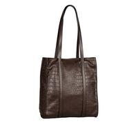 Shopper GABOR "Elfie", Damen, Gr. B/H/T: 30cm x 33cm x 9,5cm, braun (braun, geprägt), Lederimitat, clean, gepflegt, unifarben, Taschen Shopper, Damen Schultertasche mit einem Logo Rubber Patch (504506
