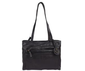 Shopper HARBOUR 2ND "Zea", Damen, Gr. B/H/T: 26,5cm x 22cm x 10cm, grau (ash), Rindsleder, Taschen Shopper, Damen Henkeltasche, Schultertasche, Handtasche mit Logodruck (52554915-0) ash