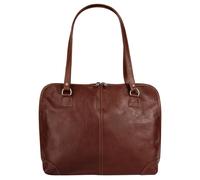 Shopper PIKÉ, Damen, Gr. B/H/T: 38cm x 30cm x 13cm onesize, braun, Leder, beschichtet, glänzend, Taschen Shopper, echt Leder, Made in Italy (014349-0)