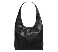 Shopper PIKÉ, Damen, Gr. B/H/T: 40cm x 30cm x 11cm onesize, schwarz, Leder, glänzend, beschichtet, Taschen, echt Leder, Made in Italy (460870-0) schwarz