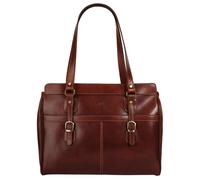 Shopper PIKÉ, Damen, Gr. B/H/T: 40cm x 30cm x 12cm onesize, braun, Leder, glänzend, Taschen Shopper, echt Leder, Made in Italy (083101-0)